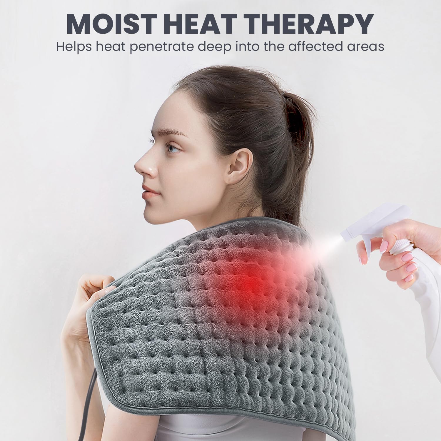 Jubeoyey heating pad back delivers broad warmth to ease back discomfort.