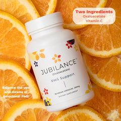 Jubilance PMS Support bottle in a calm morning routine setting.