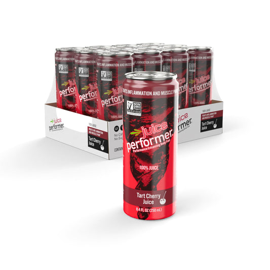 Juice Performer Tart Cherry Juice bottle poured after a workout for recovery