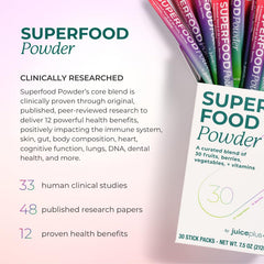 Juice Plus+ 30 fruits-berries-veggies blend stick, convenient daily health boost.
