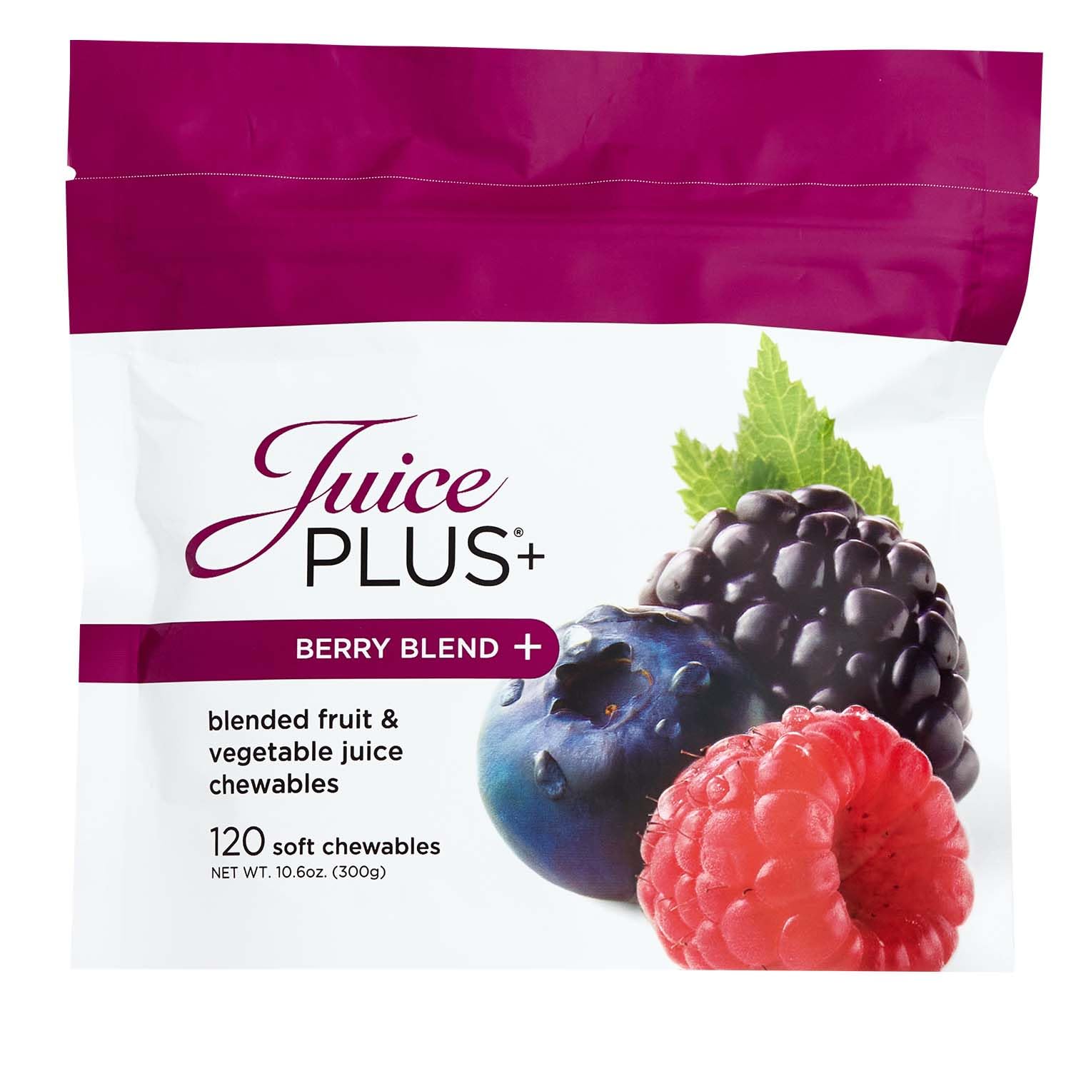 Juice Plus+ Berry Blend Soft Chews packaging for convenient daily nutrition