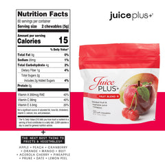 Four-pack display of Juice Plus+ blends, two flavors for family use.