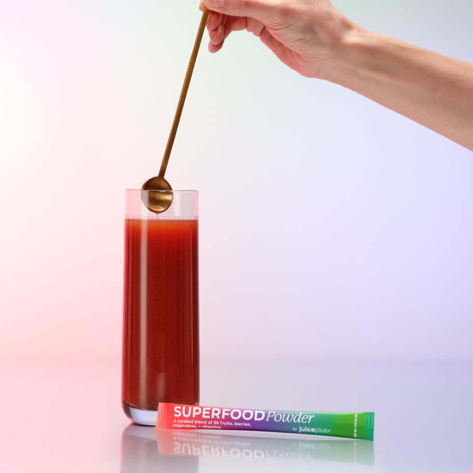 Juice Plus+ prepared drink in a glass, showcasing a refreshing wellness beverage.