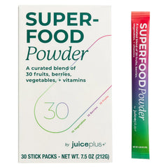 Juice Plus+ superfood powder stick pack for on-the-go hydration and daily nutrition.