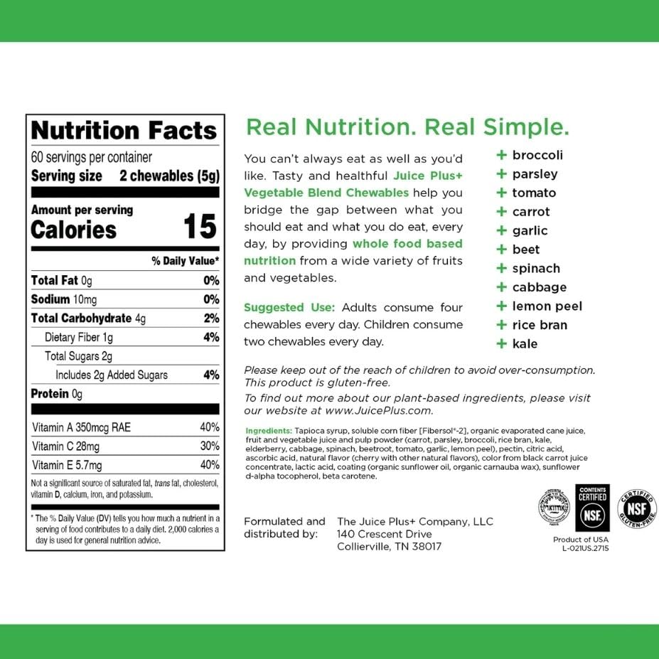 Tasting Juice Plus+ chews; appealing flavor for families.