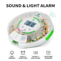 JULOS easy-read LCD display showing dose times at a glance