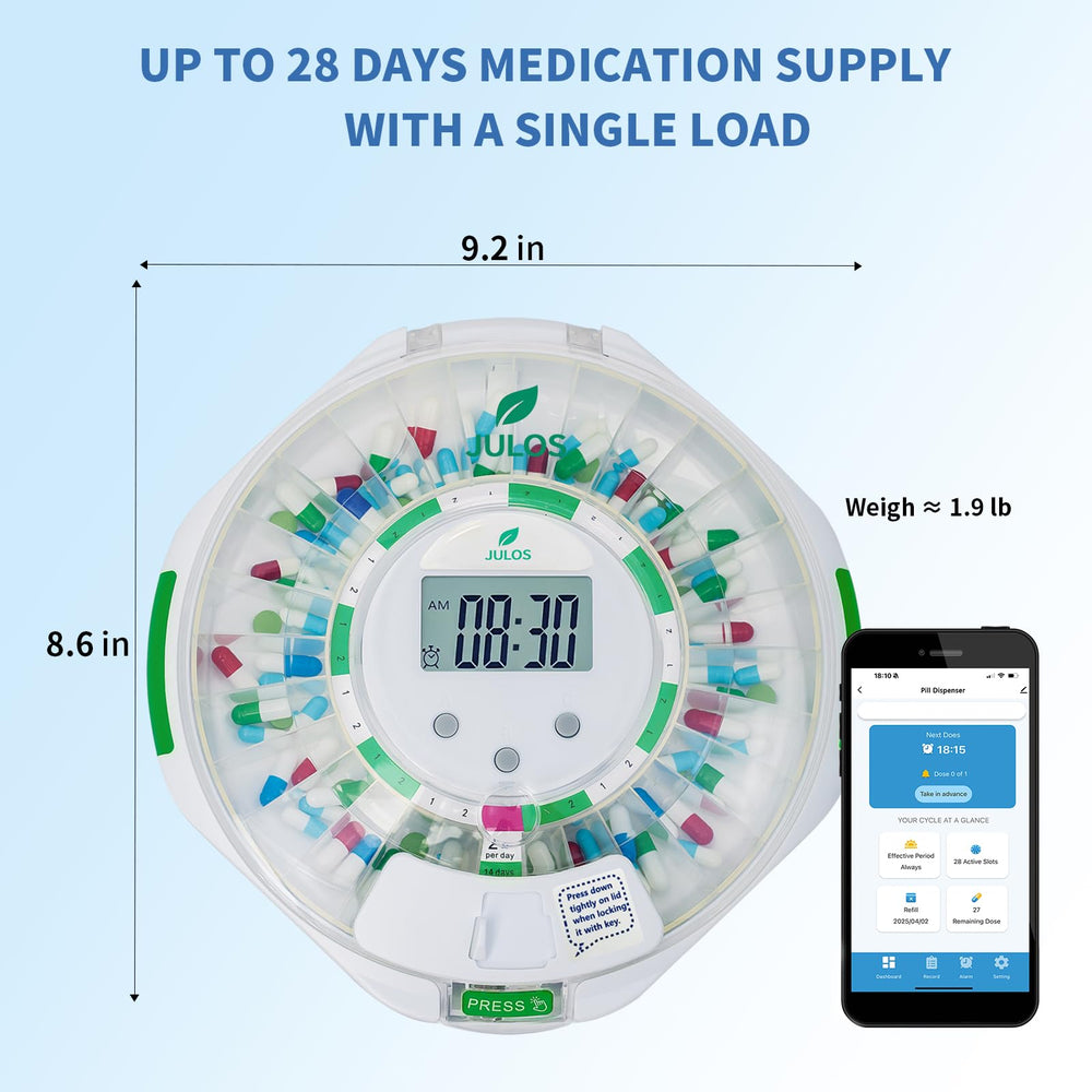 JULOS locking lid closed for secure medication storage