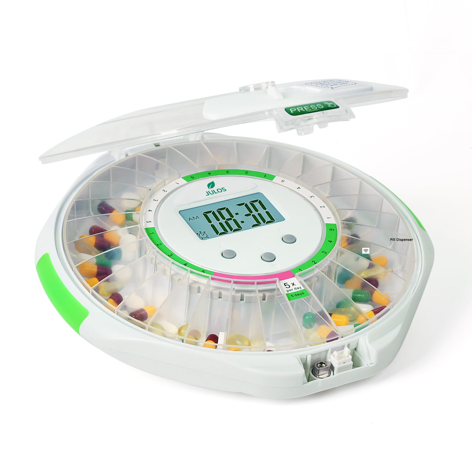 JULOS built-in magnifier aids reading dosage labels