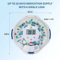 Close-up of JULOS pill-dispensing mechanism showing precise release.