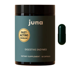 Juna Digestive Enzymes bottle front signals daily gut comfort support