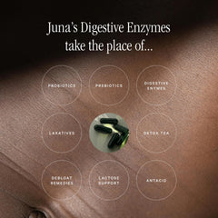 Juna Digestive Enzymes label vegan gluten-free communicates purity and dietary compatibility