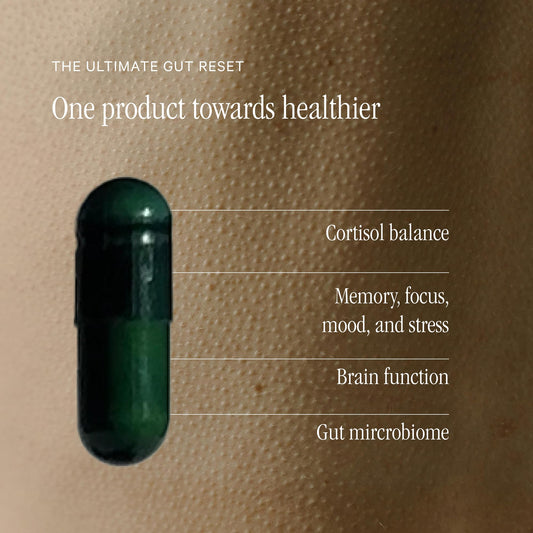 Juna Gut Therapy capsules closeup highlighting convenient daily dosing.