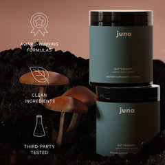Juna Gut Therapy probiotic-synbiotic blend illustrates microbiome balance support.