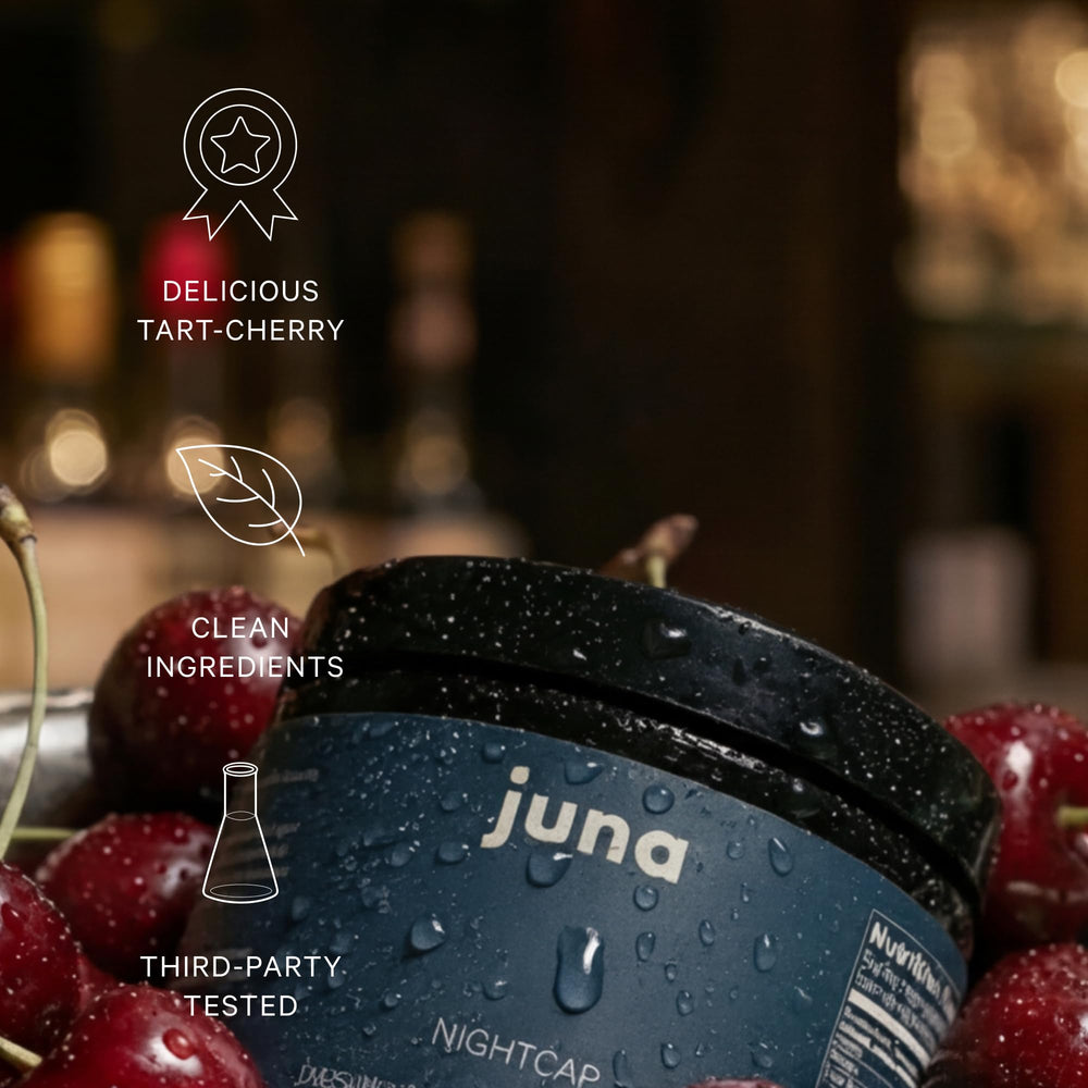 Juna Nightcap front label highlighting vegan, sugar-free formula.
