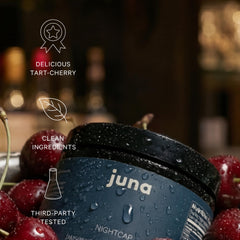 Juna Nightcap front label highlighting vegan, sugar-free formula.