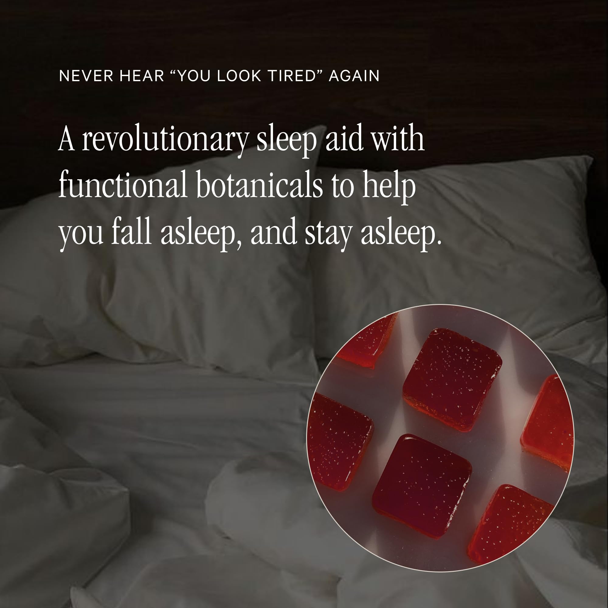 Juna Nightcap ingredients chart with tart cherry and botanicals for restful sleep support.