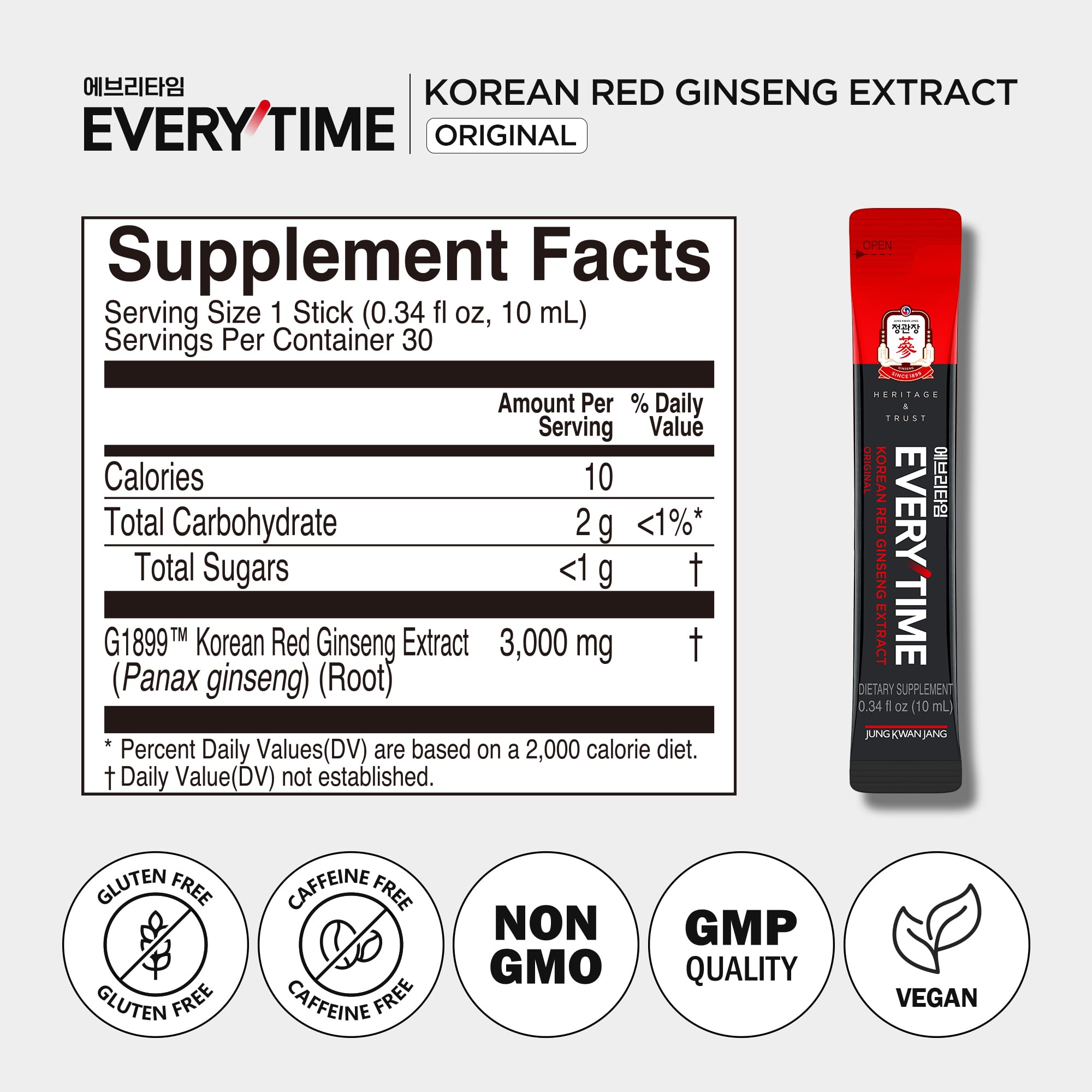 Jung Kwan Jang Everytime caffeine-free formula offers steady daytime energy