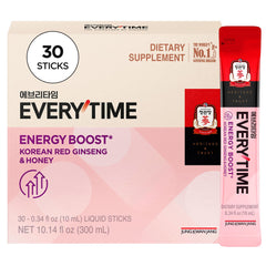Jung Kwan Jang Everytime energy stick packaging highlights a caffeine-free boost on the go.