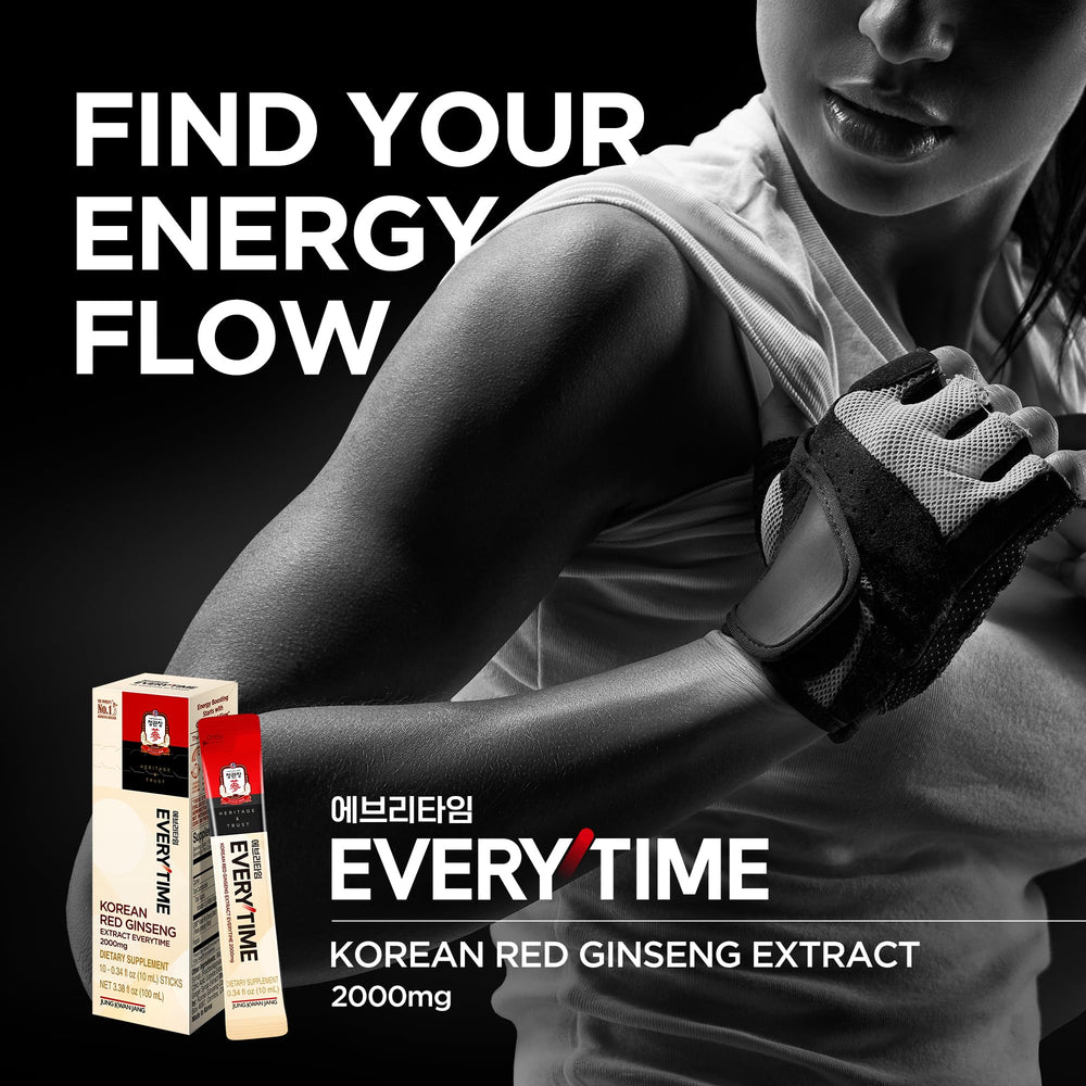 Jung Kwan Jang Everytime red ginseng stick serving demonstrates quick, portable vitality.