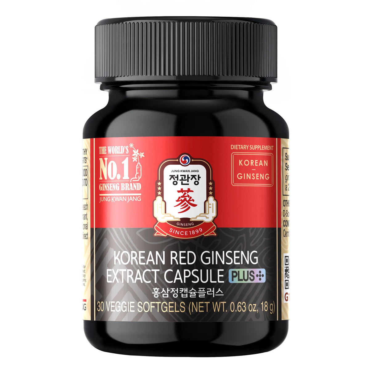 JUNG KWAN JANG Korean Red Ginseng capsule bottle for daily energy support.
