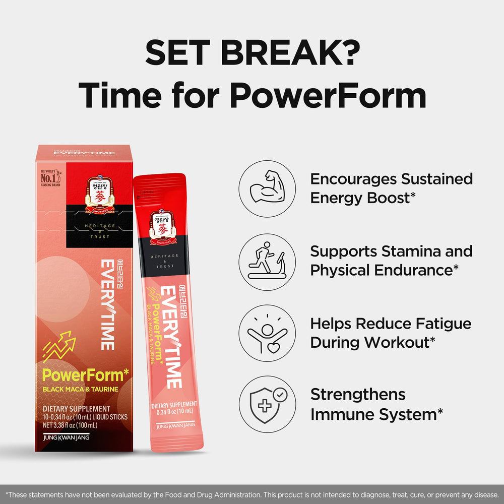 PowerForm red ginseng and black maca blend for endurance.