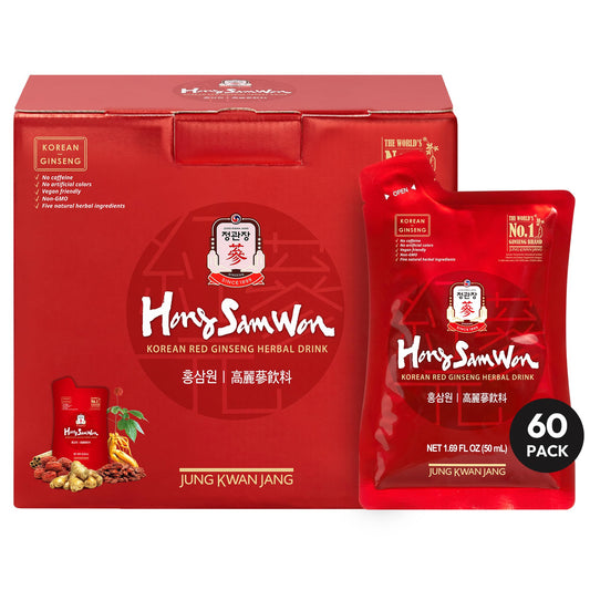 Jung Kwan Jang US HongSamWon red ginseng tea bottle pour for a caffeine-free energy lift