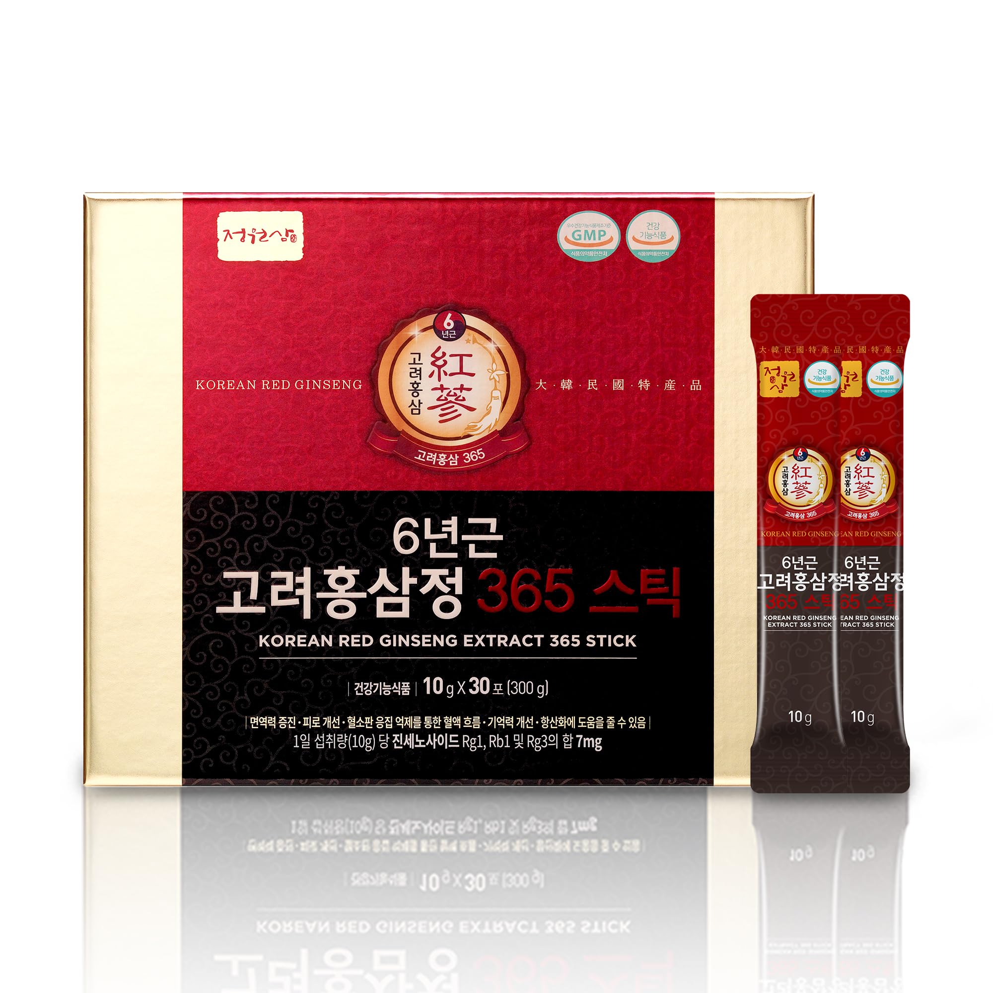 JUNGWONSAM 6-Year Red Ginseng box with sticks for a convenient daily ritual.