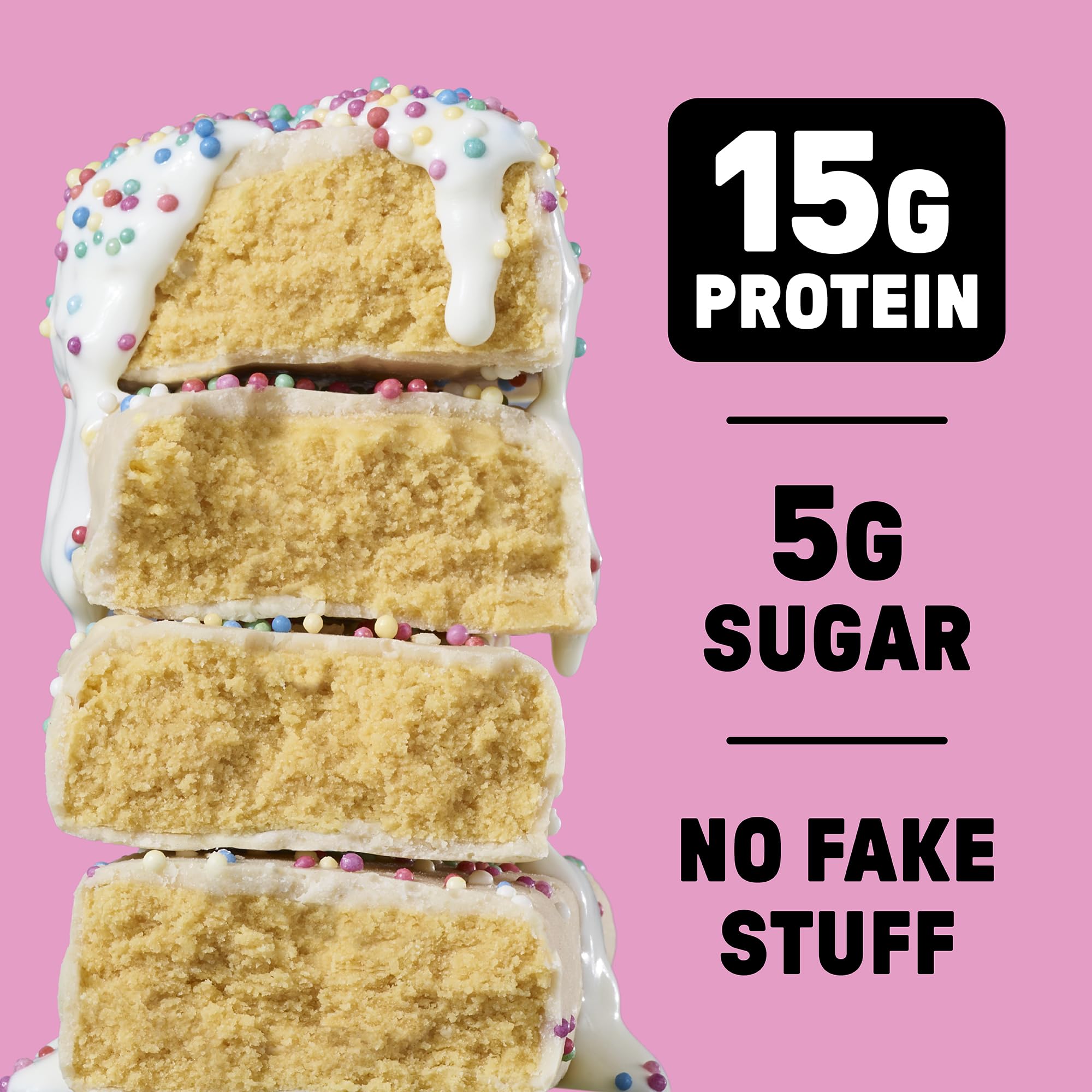 JUNKLESS Birthday Cake bar served with breakfast for a quick protein boost
