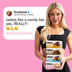 JUNKLESS Birthday Cake bar unwrapped to emphasize clean ingredients and premium texture