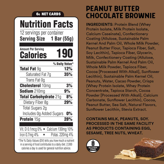 JUNKLESS bar nutrition panel highlights 15g protein and 8g fiber for fullness.
