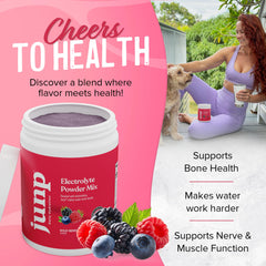 JUNP dissolving powder in water for quick, thorough mixing.