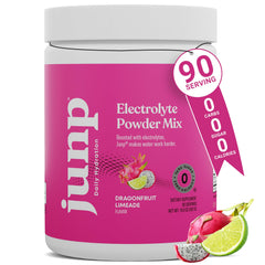 JUNP Dragonfruit Limeade electrolyte powder jar boosts hydration with a refreshing tropical flavor.