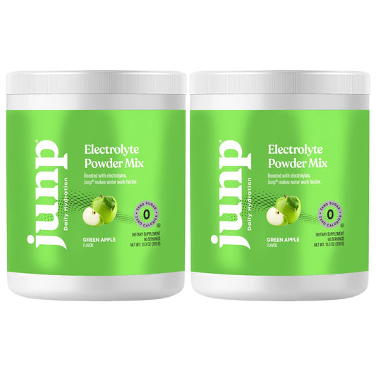 JUNP Green Apple electrolytes powder jar for daily hydration.