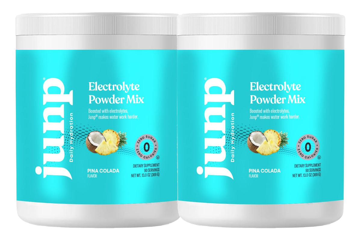 JUNP electrolytes pina colada tub on shelf for hydration