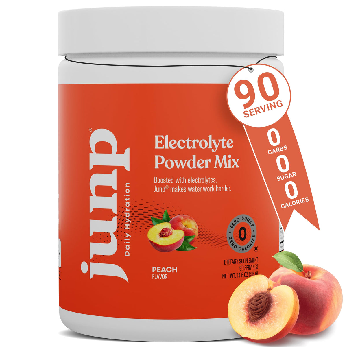 JUNP electrolytes powder peach tub for convenient on-the-go hydration
