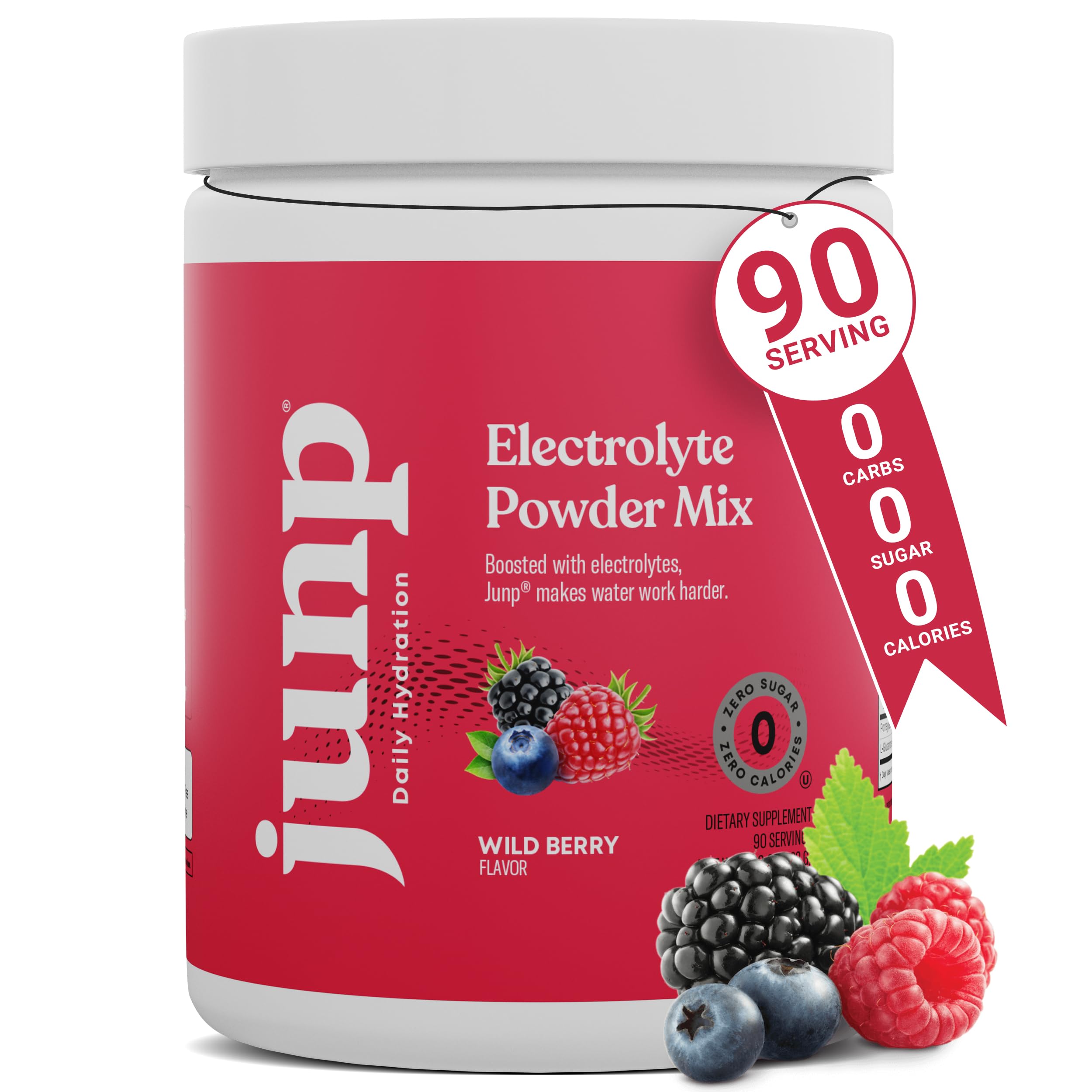 JUNP electrolytes powder tub for sugar-free hydration and simple daily fueling.