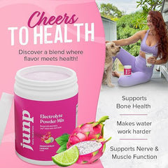 JUNP Hydration powder shown with measuring scoop for easy mix.