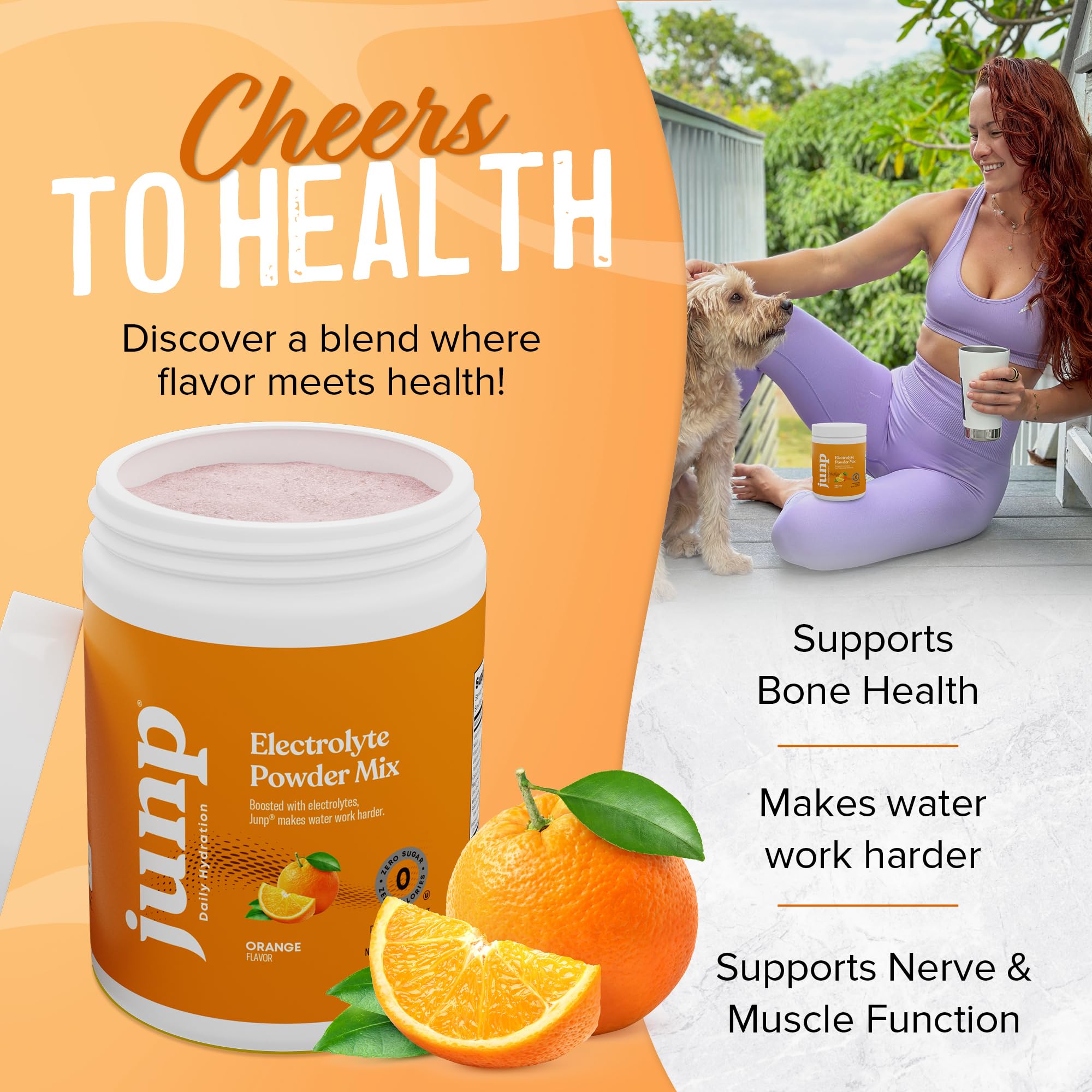 JUNP orange electrolyte powder shaker ideal for quick mixing anywhere