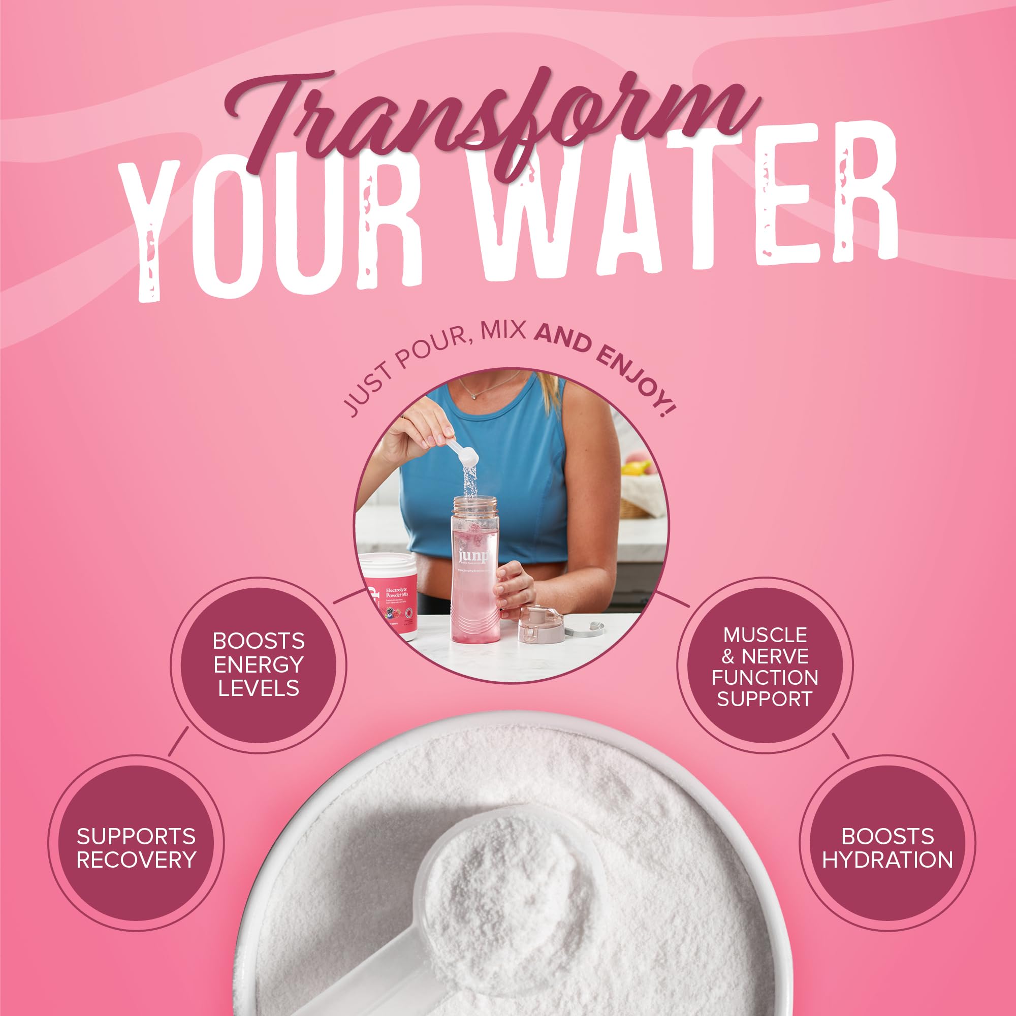Scoop of JUNP powder for easy mixing