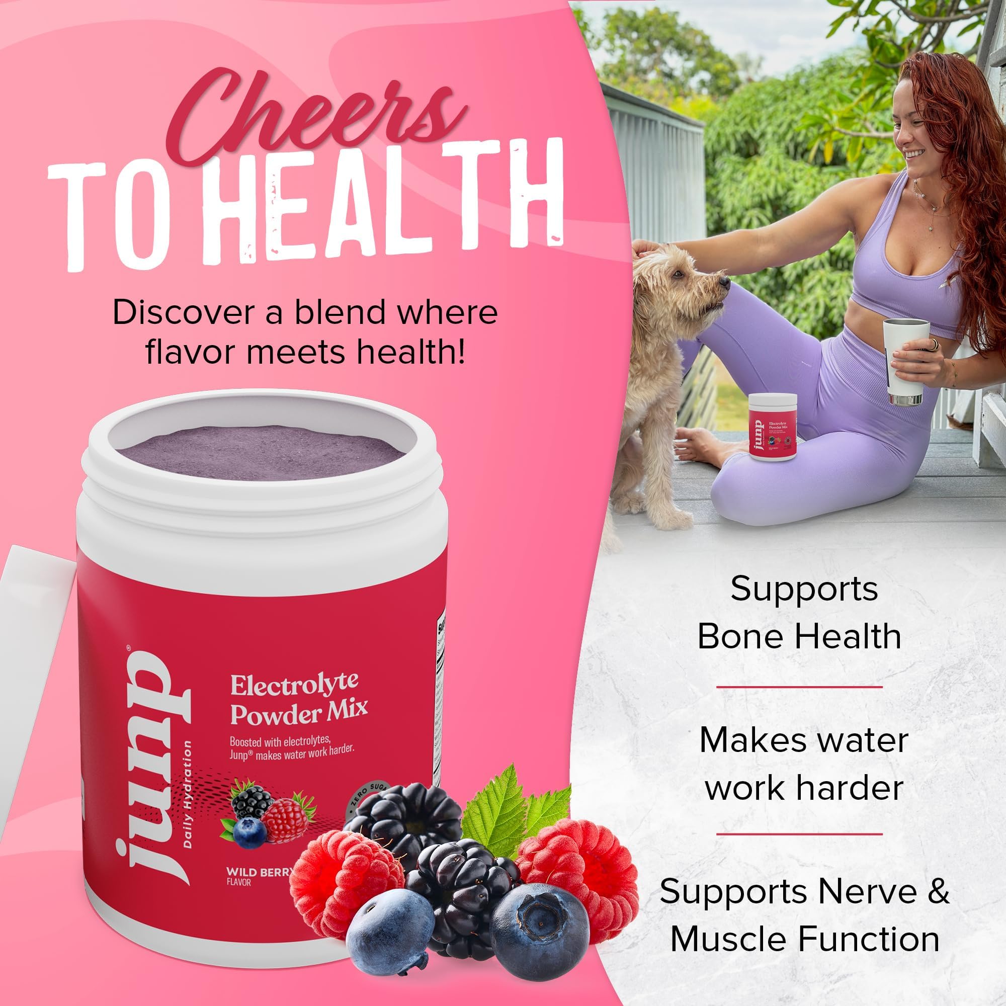JUNP Electrolytes glass shows ready-to-drink hydration during workouts.