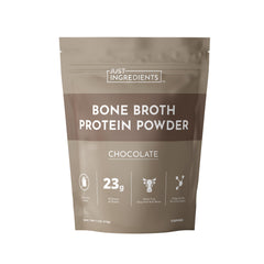 Just Ingredients Bone Broth Protein Chocolate bottle pour for a quick protein boost