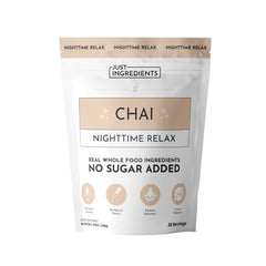 JUST INGREDIENTS Chai Nighttime Relax Drink Mix front packaging for a calming evening routine