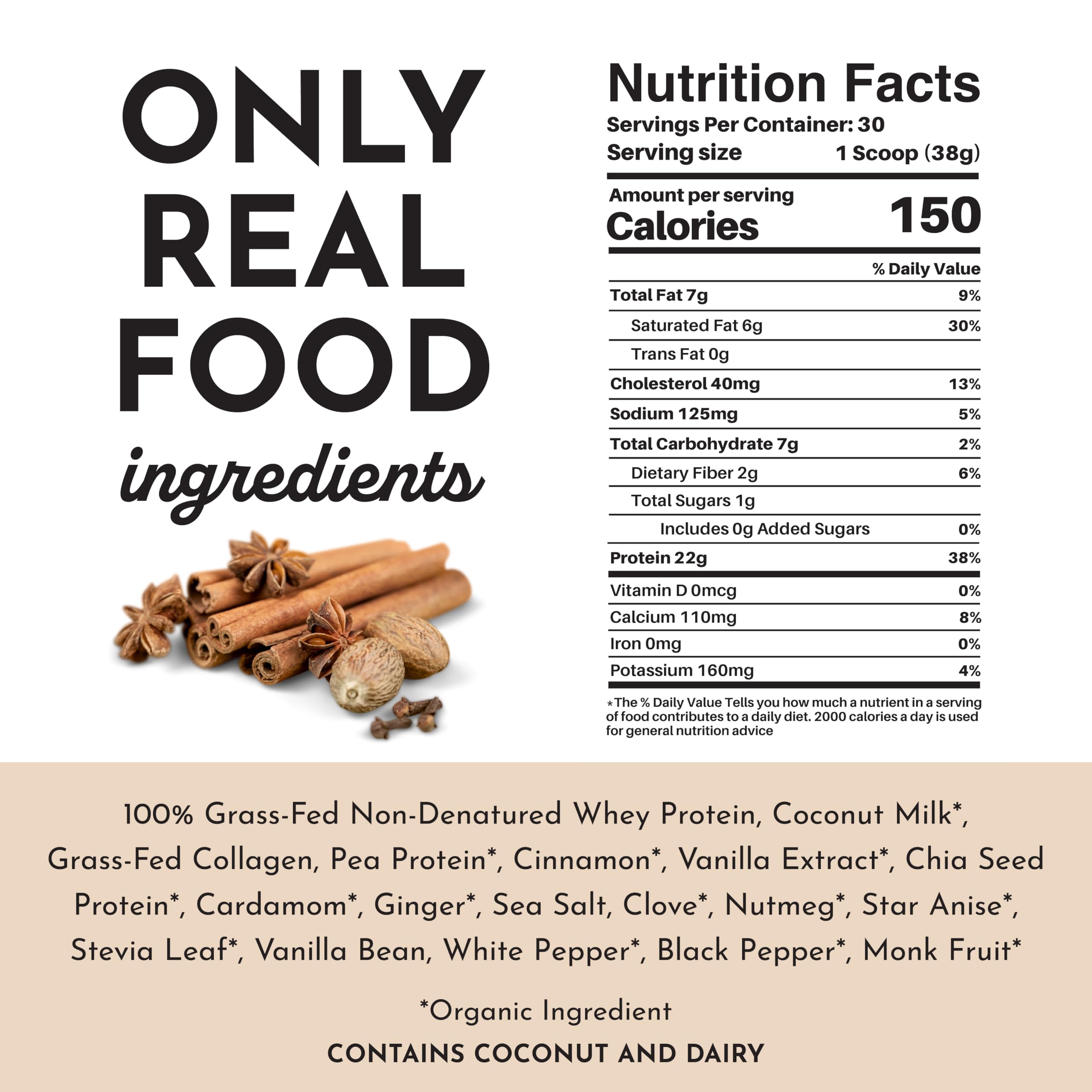 JUST INGREDIENTS Chai Protein powder with oats for a protein-rich breakfast