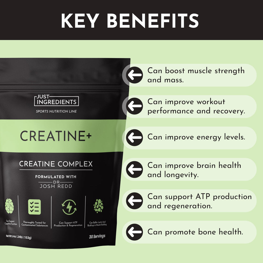 Just Ingredients Creatine Monohydrate powder with clean, filler-free ingredients for daily use.