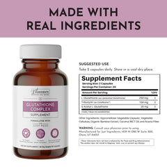 JUST INGREDIENTS Glutathione Complex capsules in a row for daily routine