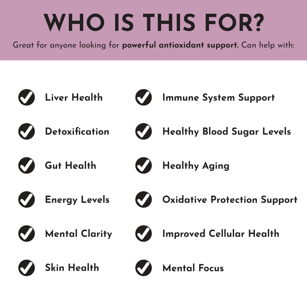 JUST INGREDIENTS Glutathione Complex label detail showcases premium ingredients
