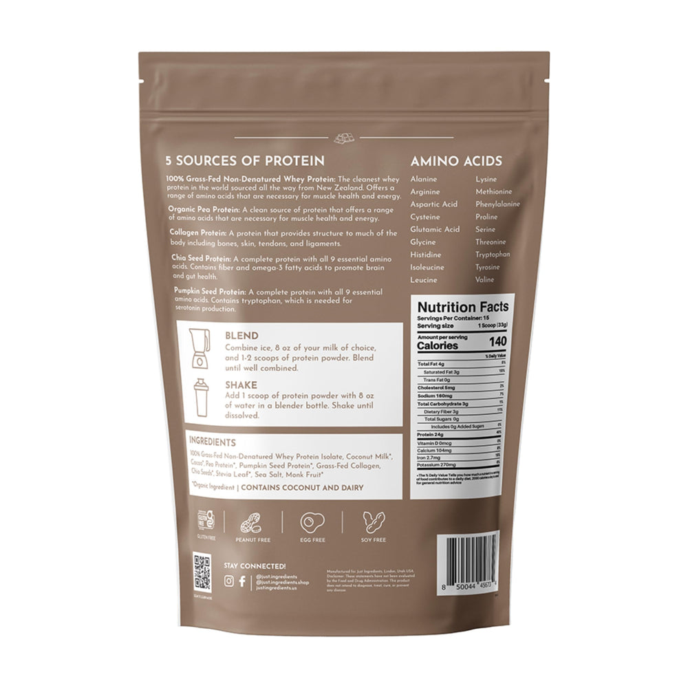 JUST INGREDIENTS gluten-free, soy-free formula shown on product card