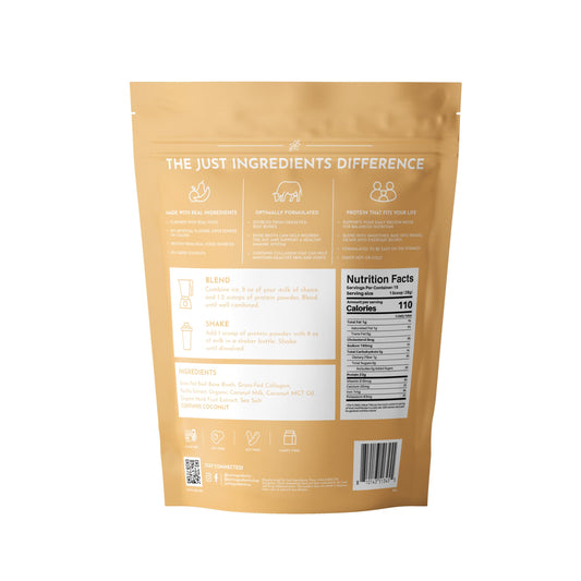 JUST INGREDIENTS grass-fed beef protein powder scoop for easy measurement