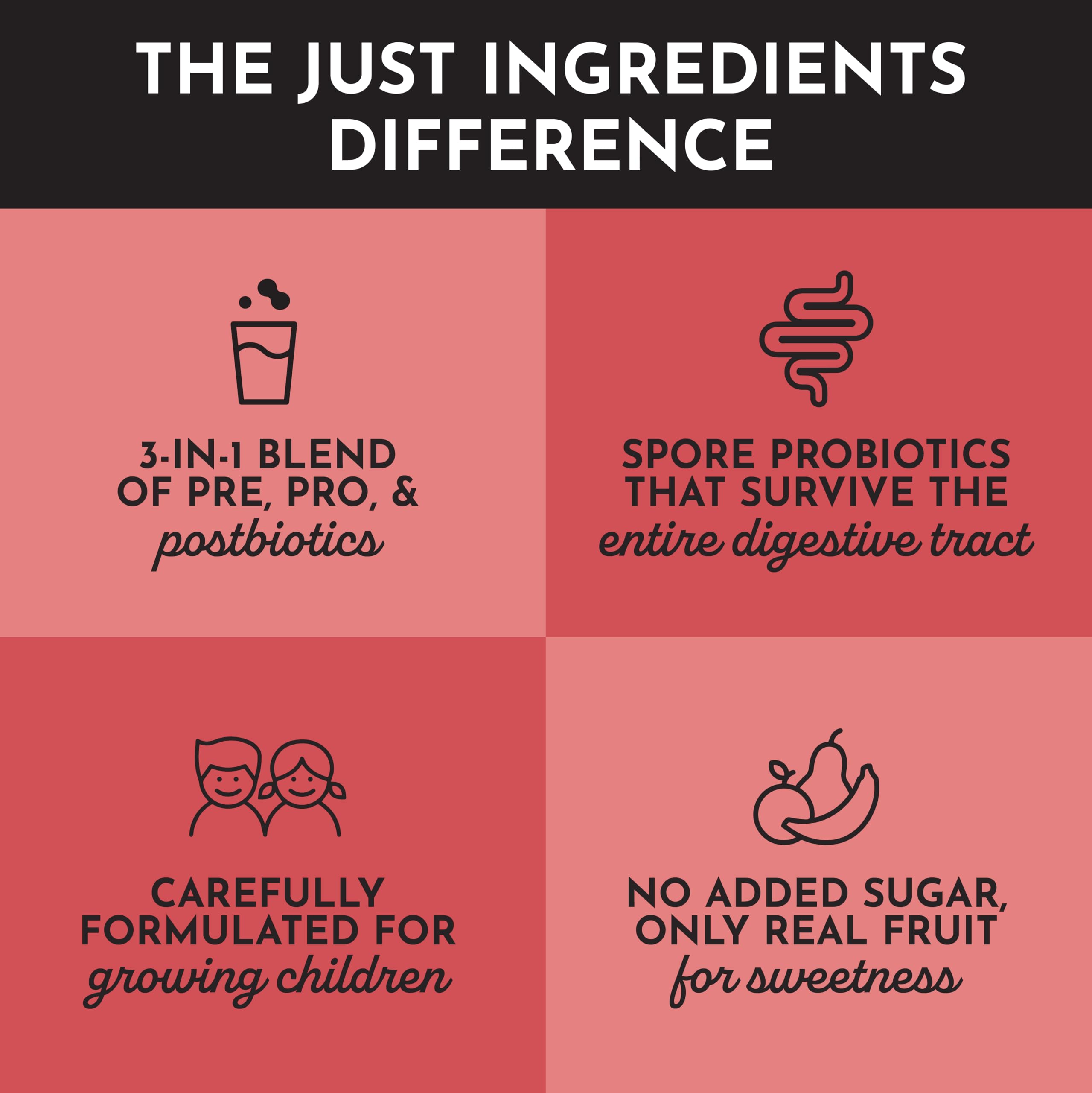 JUST INGREDIENTS kids drinking probiotic beverage served in glass after school.