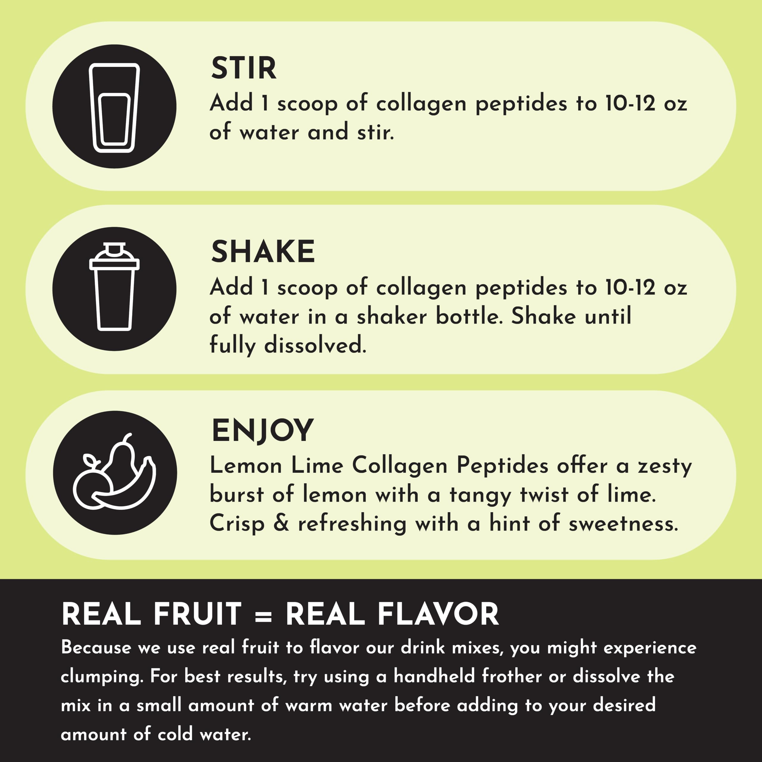 Glass of water with Just Ingredients Lemon Lime collagen dissolving for easy hydration.